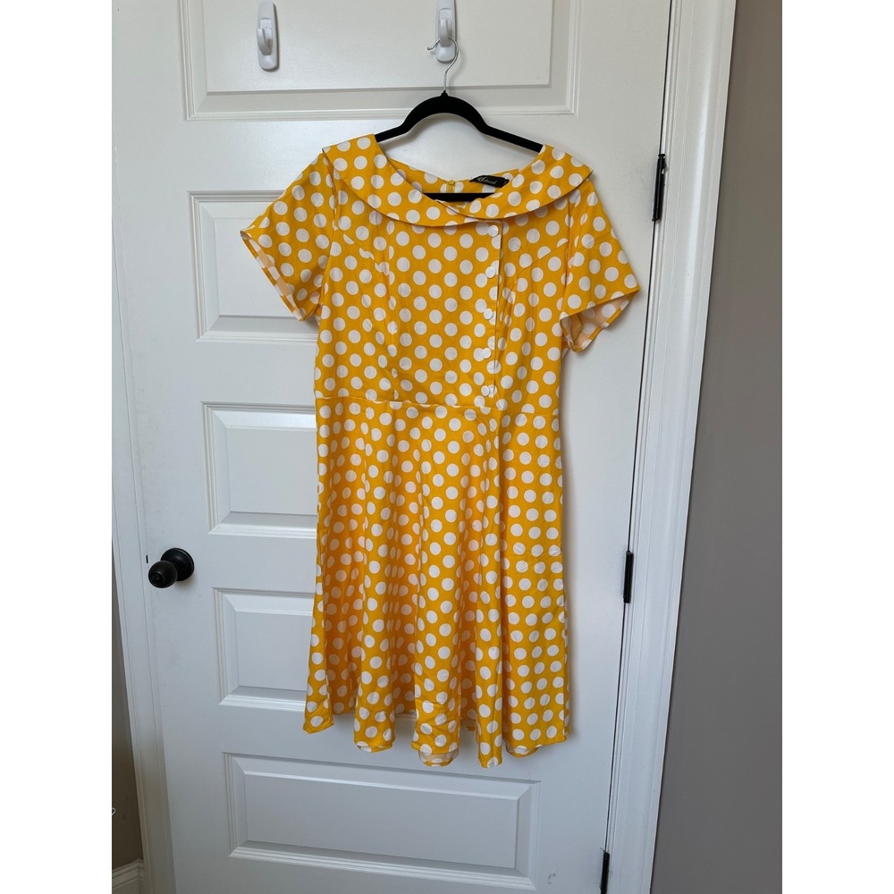 NEW Wedtrend Women's 1950s Vintage Audrey Hepburn Style Swing Dresses 2XL Yellow